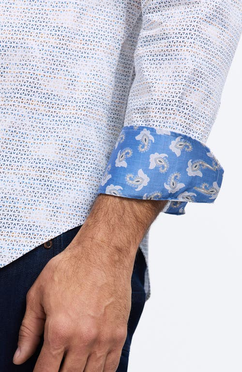 Robert Graham Akehurst Geo Print Stretch Cotton Button-up Shirt In White