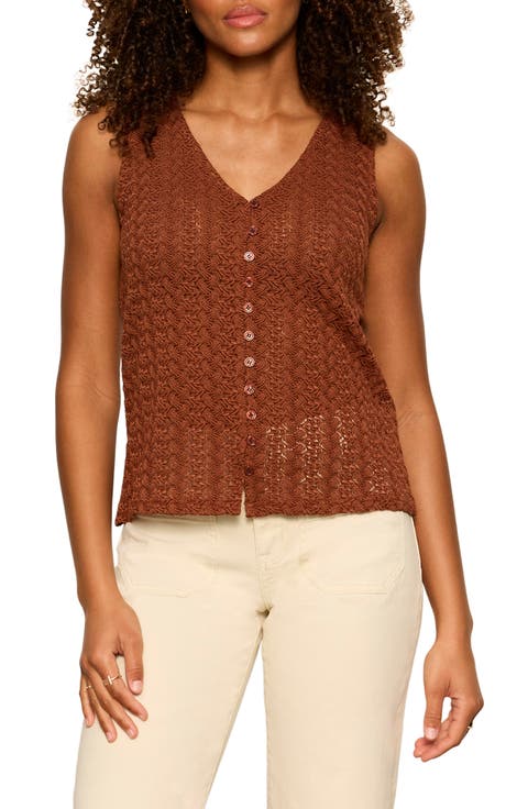 No Rush Front Button Sweater Vest