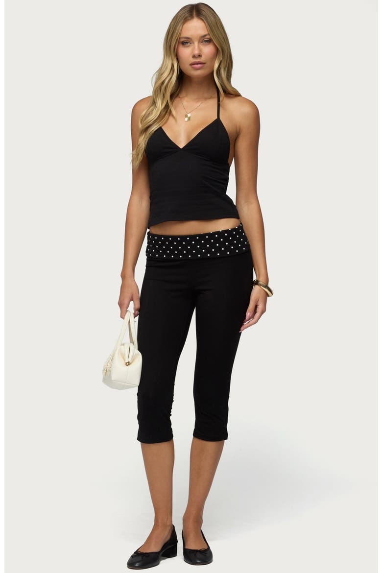 Genni Foldover Capri Pants, Alternate, color, BLACK