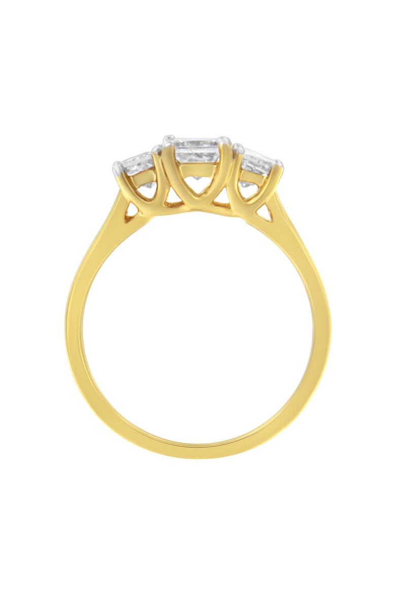 10K Yellow Gold Princess-Cut Diamond Three Stone Band Ring, Alternate, color, Yellow Gold