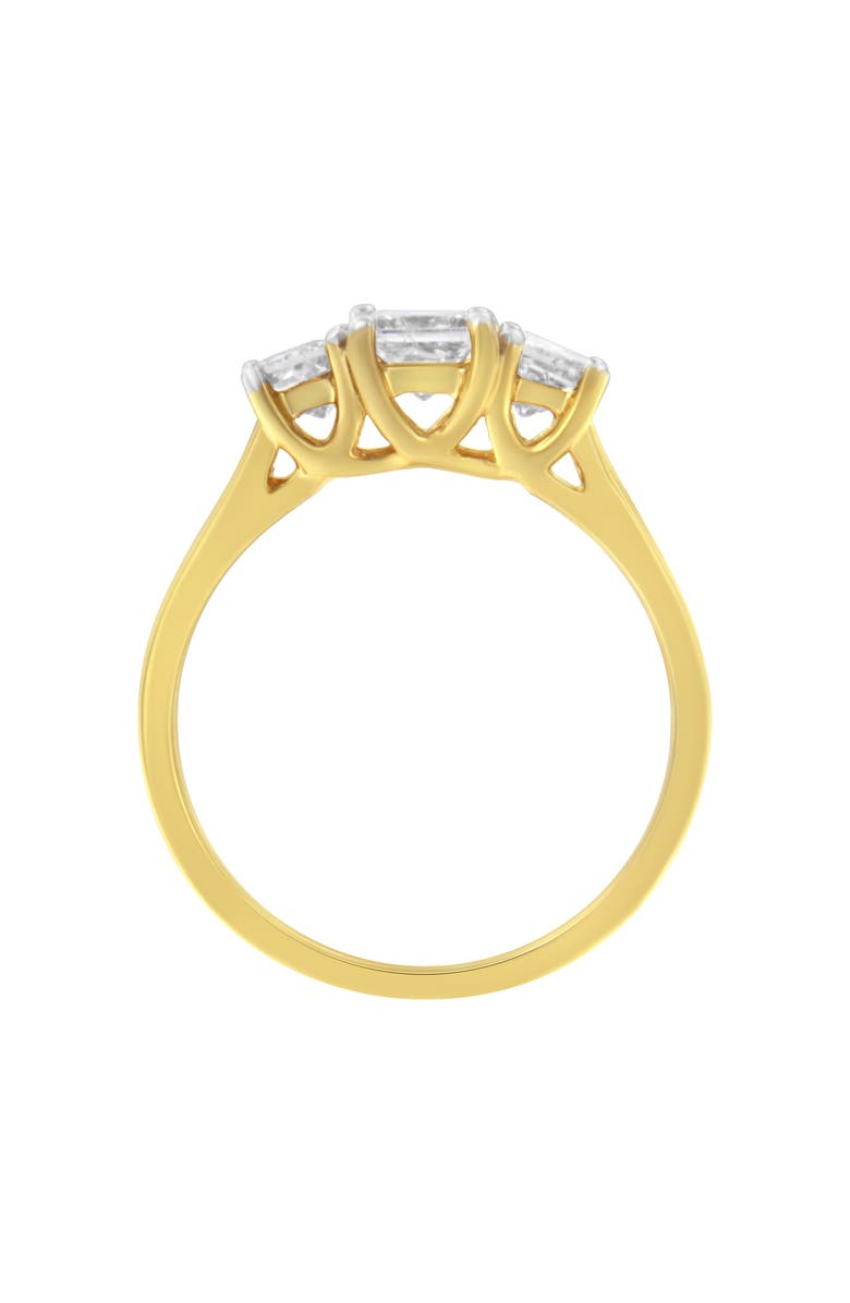 Haus of Brilliance 10K Yellow Gold Princess-Cut Diamond Three Stone Band Ring, Alternate, color, Yellow Gold