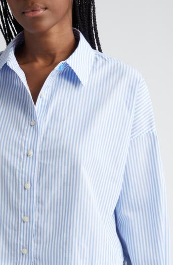 The Crop Stripe Cotton Button-Up Shirt