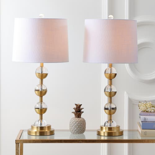 Jonathan Y Avery Crystal Led Table Lamp In Clear/brass Gold