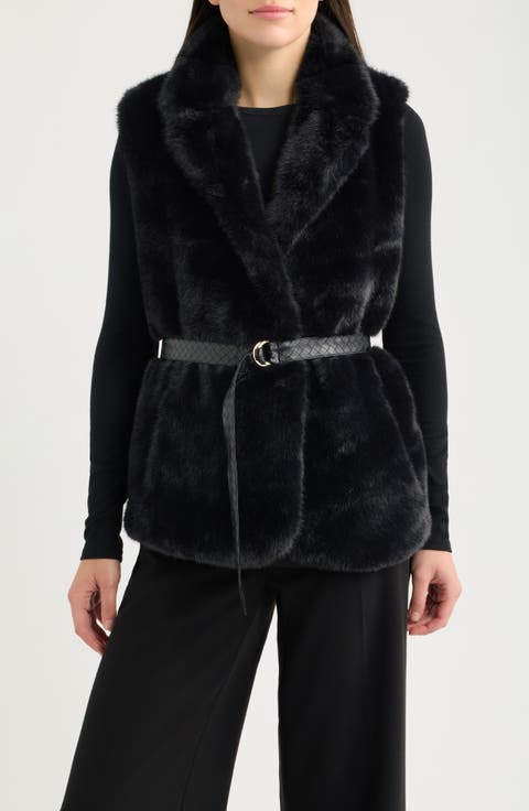 Belted Faux Fur Vest