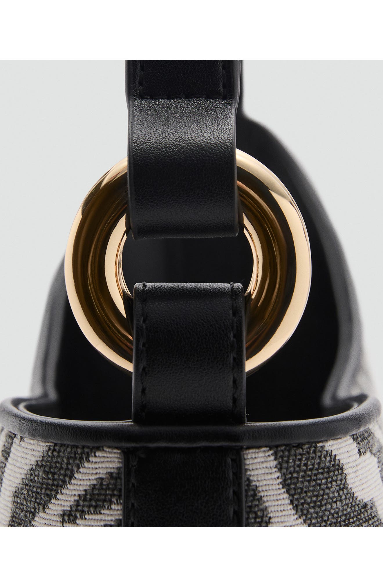 Zebra Print Canvas Bucket Bag, Alternate, color, BLACK