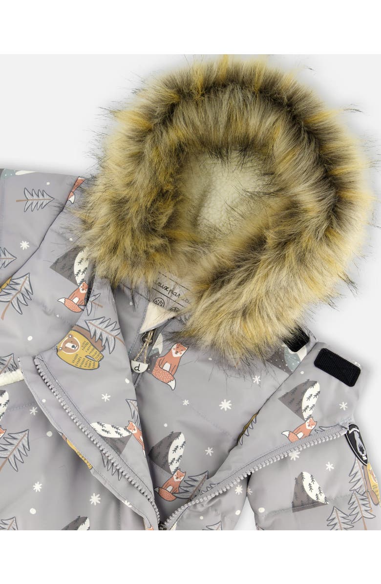 Deux par Deux One-Piece Snug Snowsuit Designed for Car Seat Bear, Alternate, color, Gray