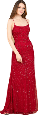 LARA New York Lace Up Open Back Beaded Dress