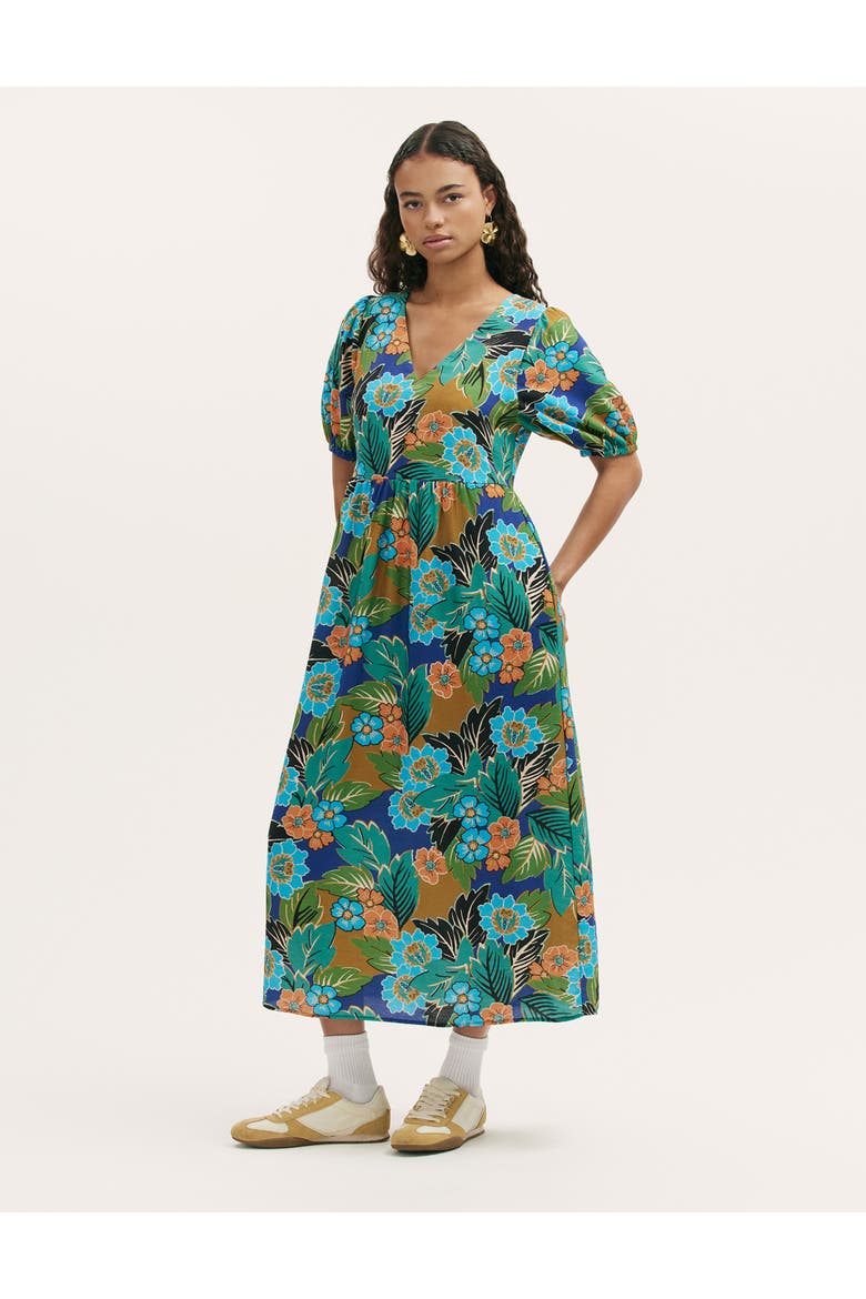 Logan Floral Midi Dress, Main, color, Green Floral