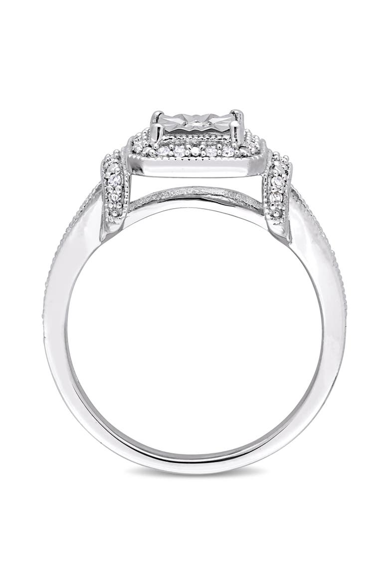 Diamond Halo Square Promise Ring, Alternate, color, Sterling Silver