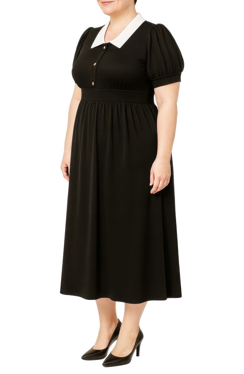 Standards 
Practices Contrast Collar Midi Dress, Alternate, color, Black