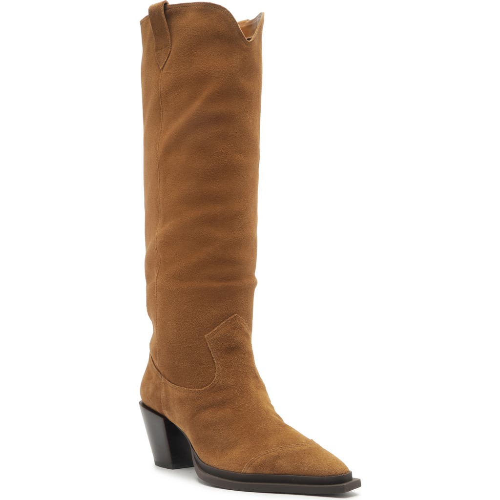 Arezzo Dakota Knee High Western Boot In Brown