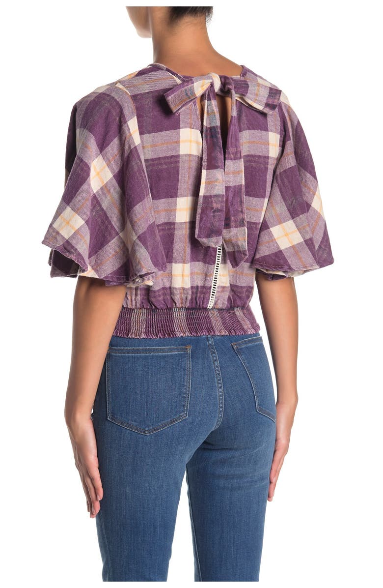 Angie Layered Bell Sleeve Smocked Hem Blouse, Alternate, color, 