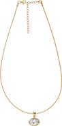 BY ADINA EDEN CZ Oval Bezel Charm Omega Chain Necklace