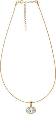 BY ADINA EDEN CZ Oval Bezel Charm Omega Chain Necklace