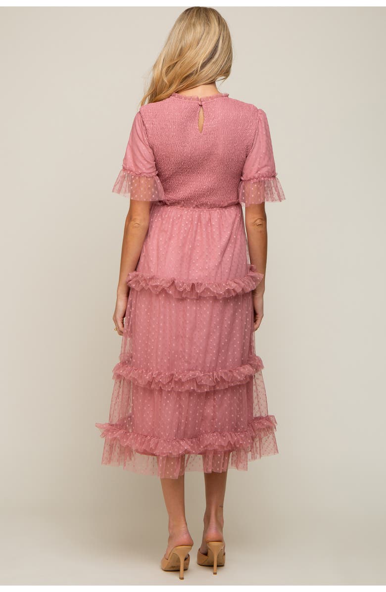 PinkBlush Polka Dot Tulle Smocked Midi Dress, Alternate, color,