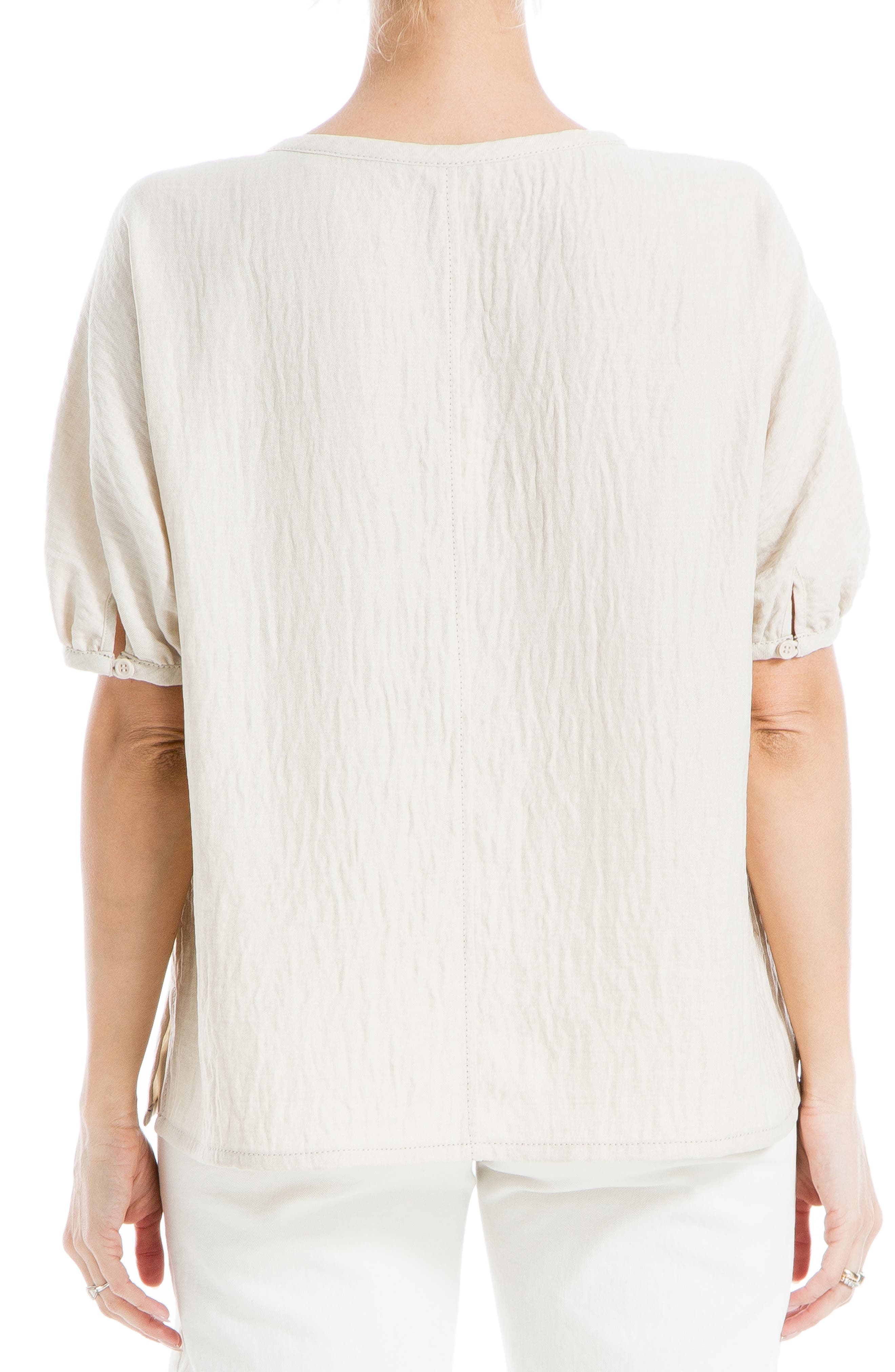 Short Sleeve Split Neck Blouse - image 2