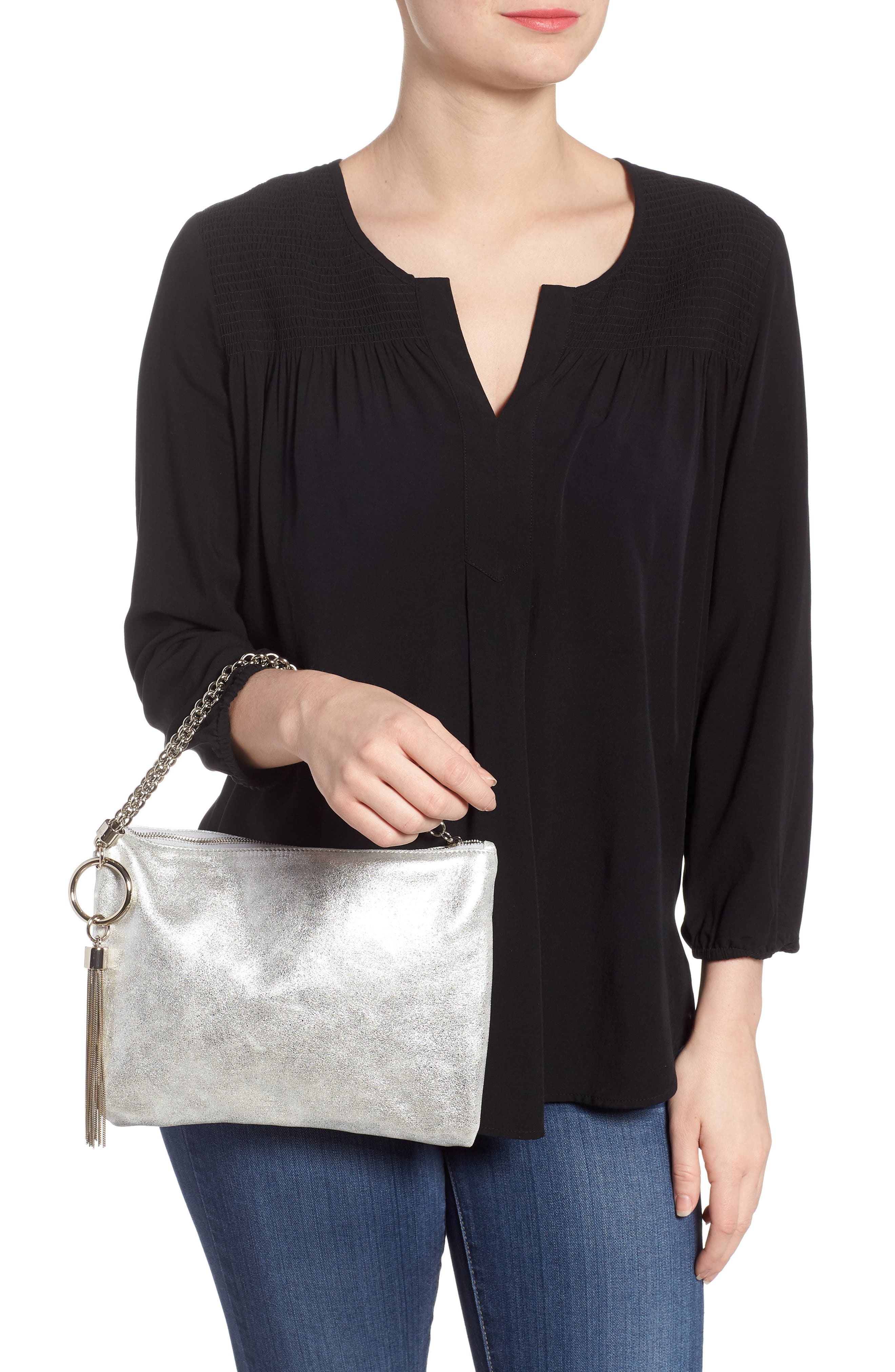 Jimmy Choo Callie Evening Metallic Leather Clutch, Alternate, color, 