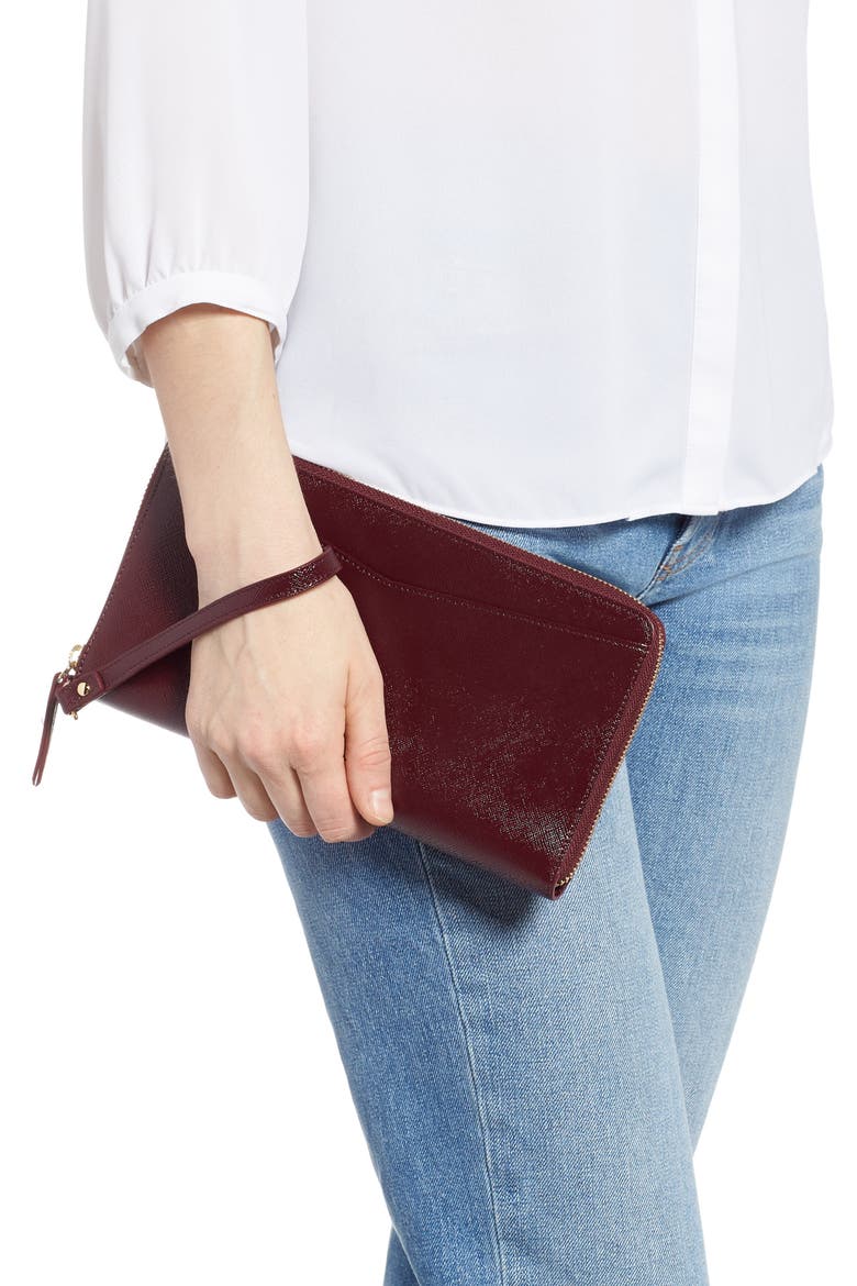 Leather Travel Organizer, Alternate, color, BURGUNDY/ PINK/ RED