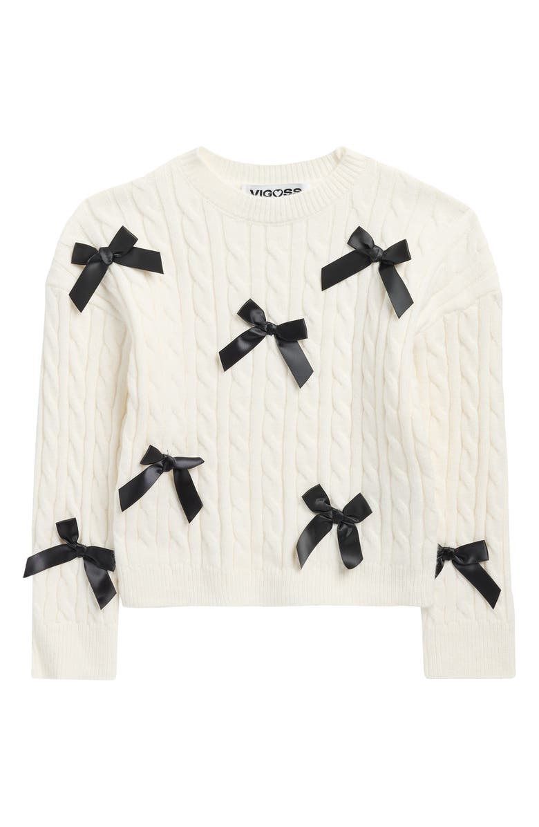 Vigoss Kids' 3D Bow Sweater, Main, color, Cream
