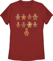 Marvel Women's Marvel Christmas Gingerbread Cookie Avengers Graphic T-Shirt