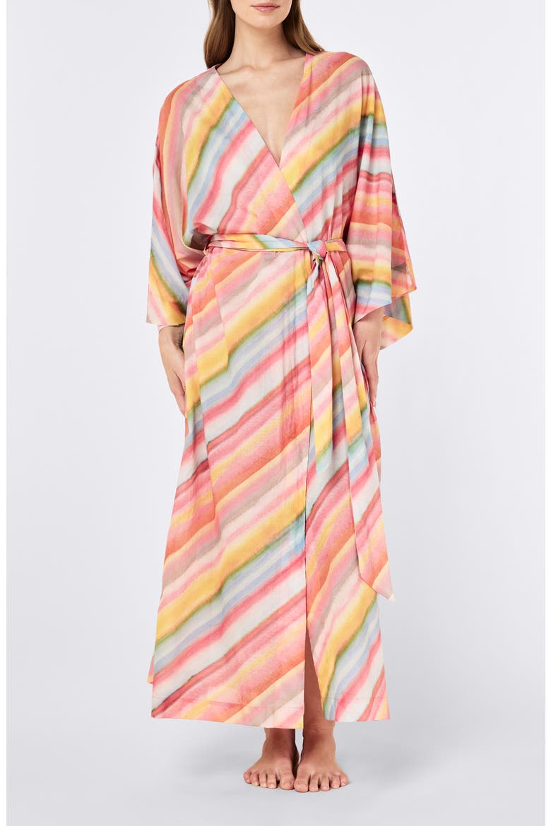 Sophie Stripe Cotton Robe, Main, color, SORBET PINK