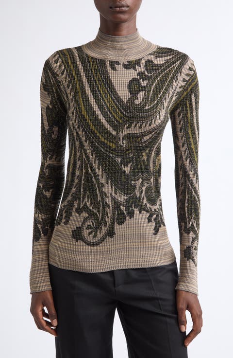 Print Stripe Rib Sweater