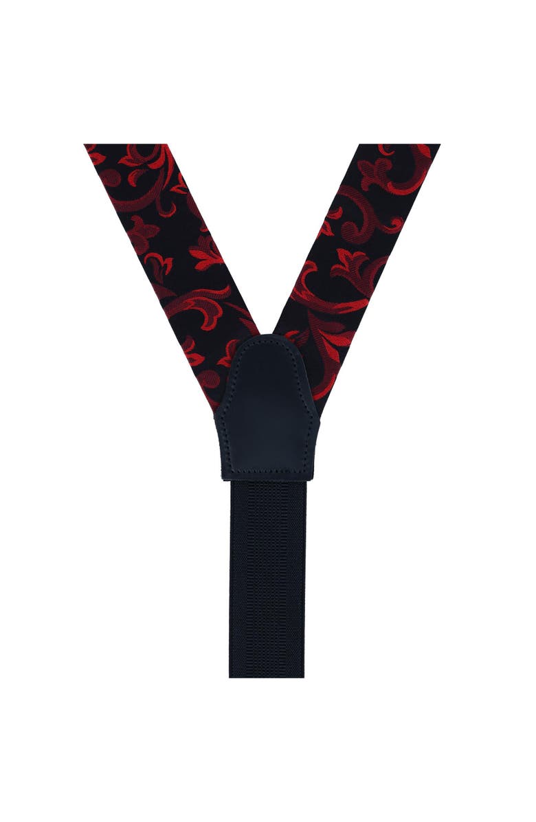 Trafalgar Christian the Romantic Brocade Silk Button End Suspenders, Alternate, color, Red