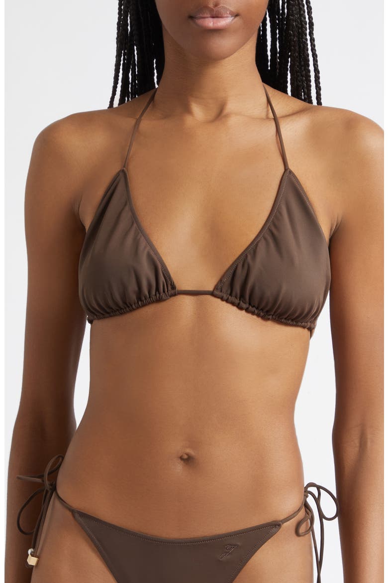 Le Haut de Plage Triangle Bikini Top, Main, color, BROWN