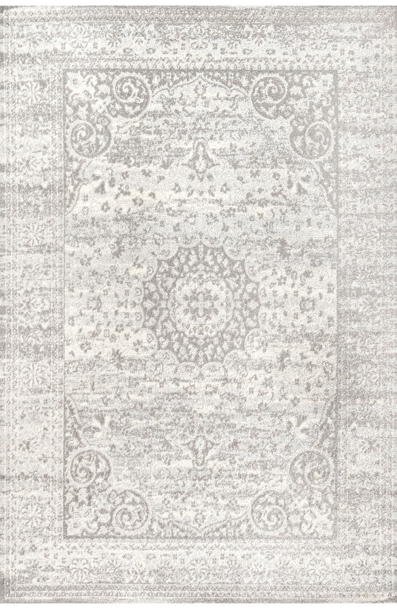 JONATHAN Y Scala Ornate Bohemian Medallion Area Rug, Main, color, Gray/Cream