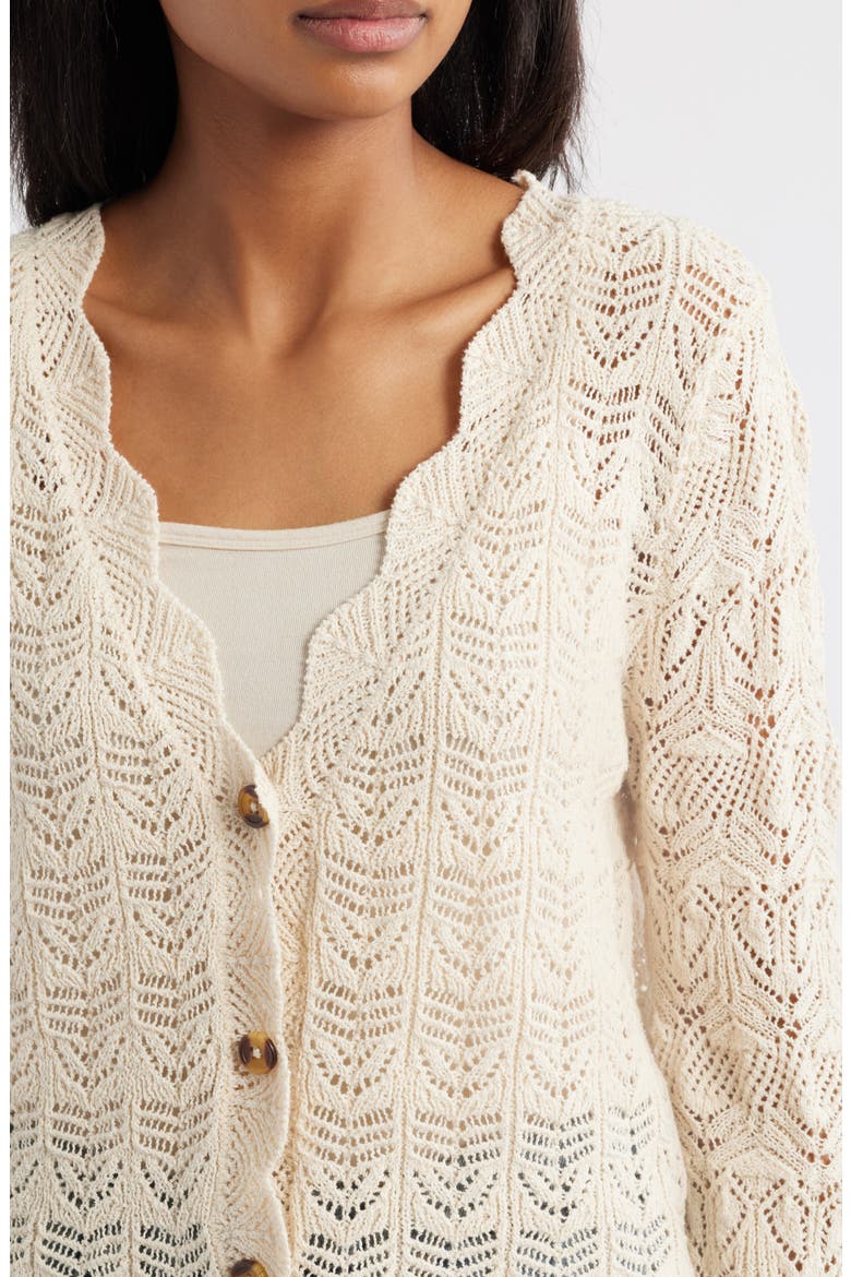 Tamia Pointelle Knit Cardigan, Alternate, color, EGG SHELL
