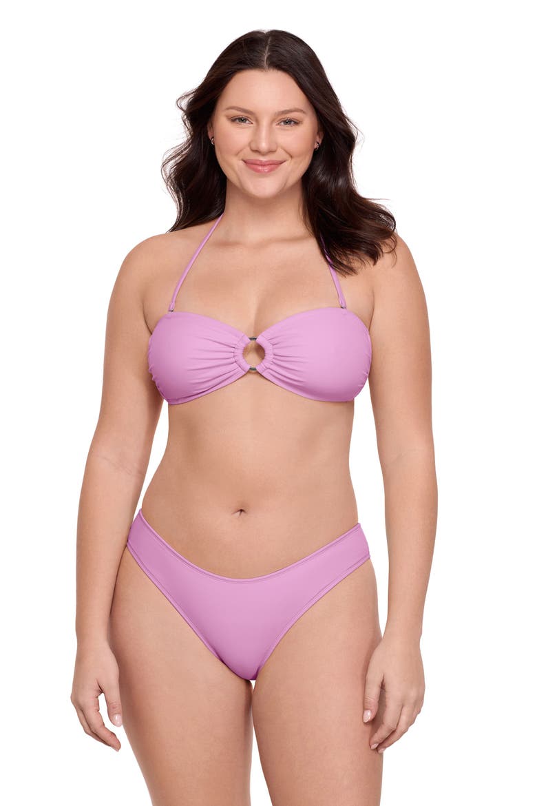 Ring Front Bandeau Bikini Set, Main, color, Lavender