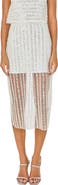 Endless Rose Sequin Stripe Mesh Midi Skirt