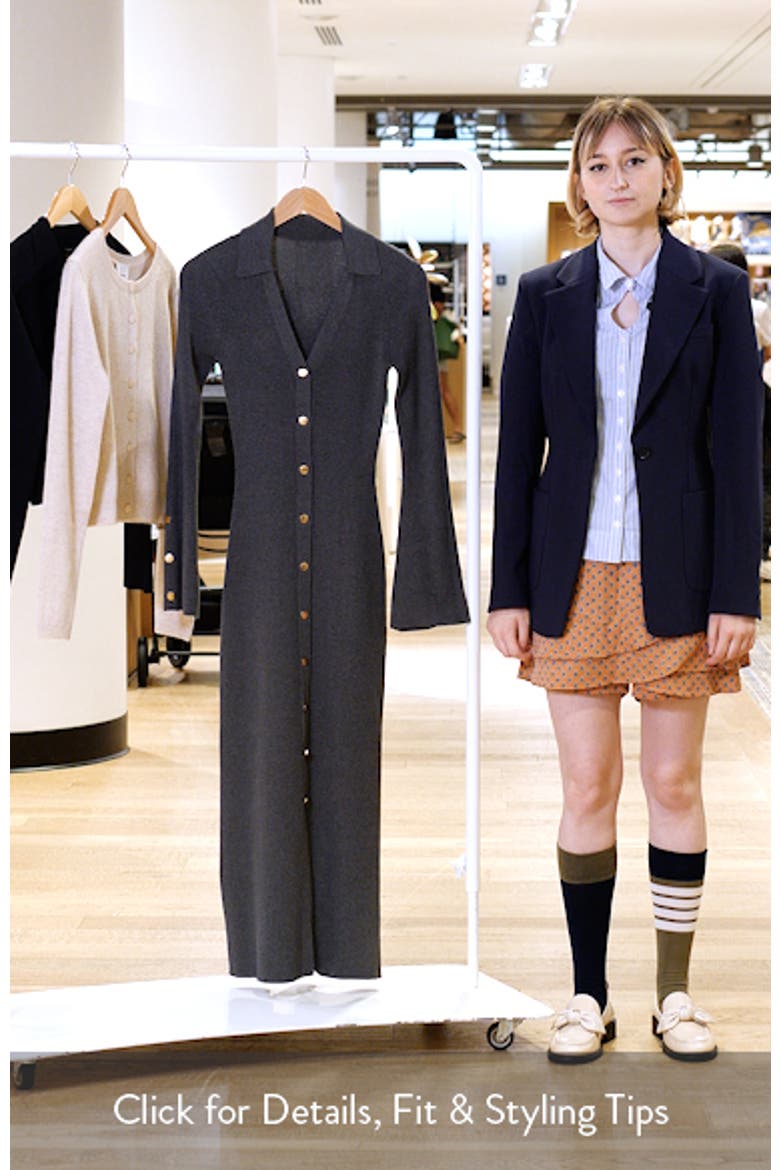 Collar Long Sleeve Rib Maxi Sweater Dress video