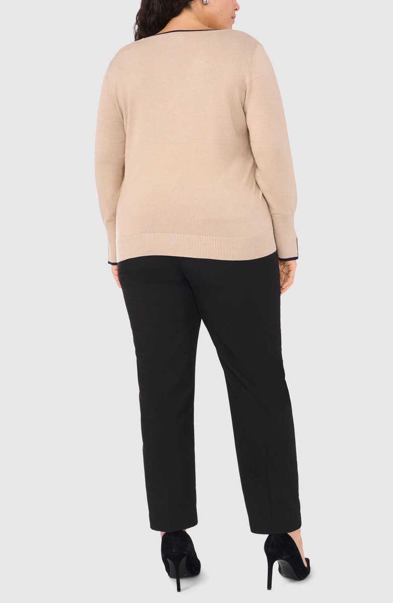 Halogen<sup>®</sup> Tipped Split Cuff V-Neck Sweater, Alternate, color,
