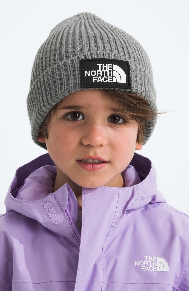 The North Face Kids' Logo Box Cuffed Recycled Beanie, Alternate, color, Tnf Medium Grey Heather