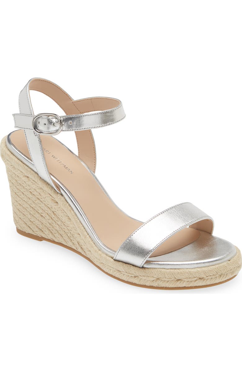 Stuart Weitzman Teddi Leather Espadrille Wedge Sandal, Main, color,