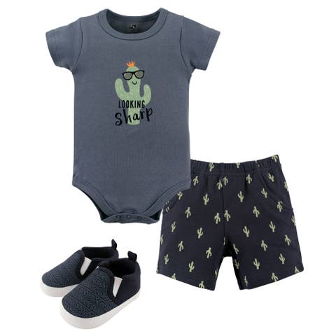 Cotton Bodysuit, Shorts and Shoe Set (Baby)