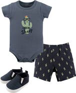 Hudson Baby Cotton Bodysuit, Shorts and Shoe Set