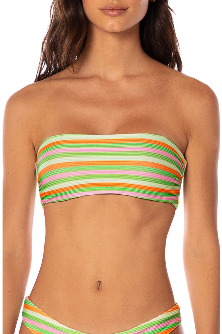Rainbow Stripe Tiffany Reversible Bikini Top, Main, color, GREEN