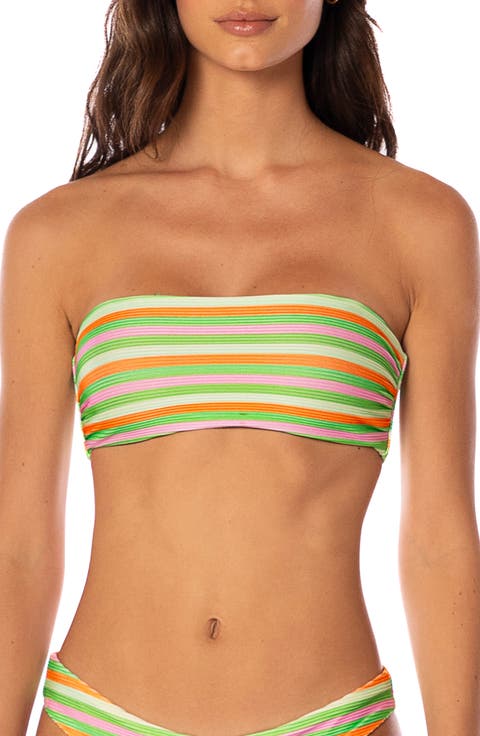 Rainbow Stripe Tiffany Reversible Bikini Top