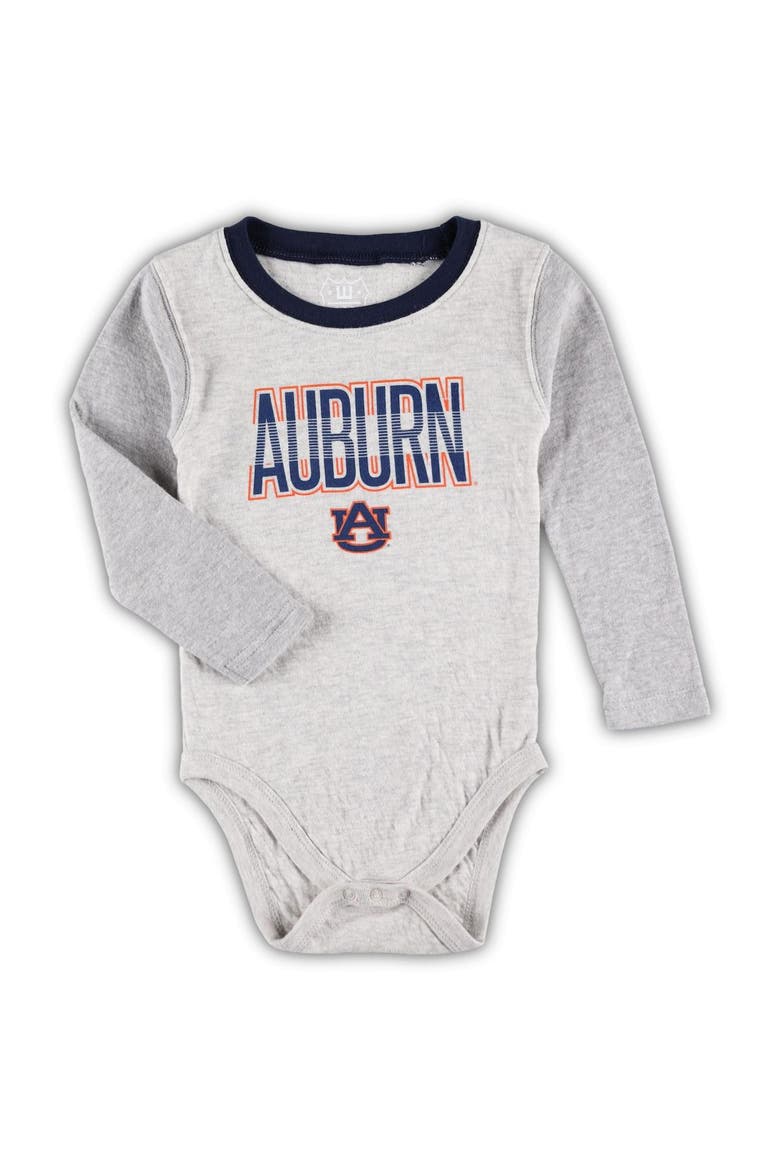 Infant Wes & Willy Heather Gray Auburn Tigers Jie Jie Long Sleeve Bodysuit & Pants Set, Alternate, color, Gray