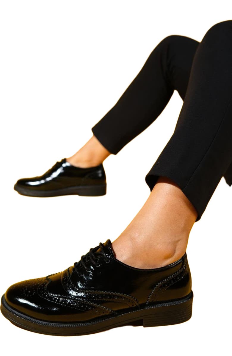 Forever & Always Shoes Avra Leather Oxford, Alternate, color, Black Patent Leather