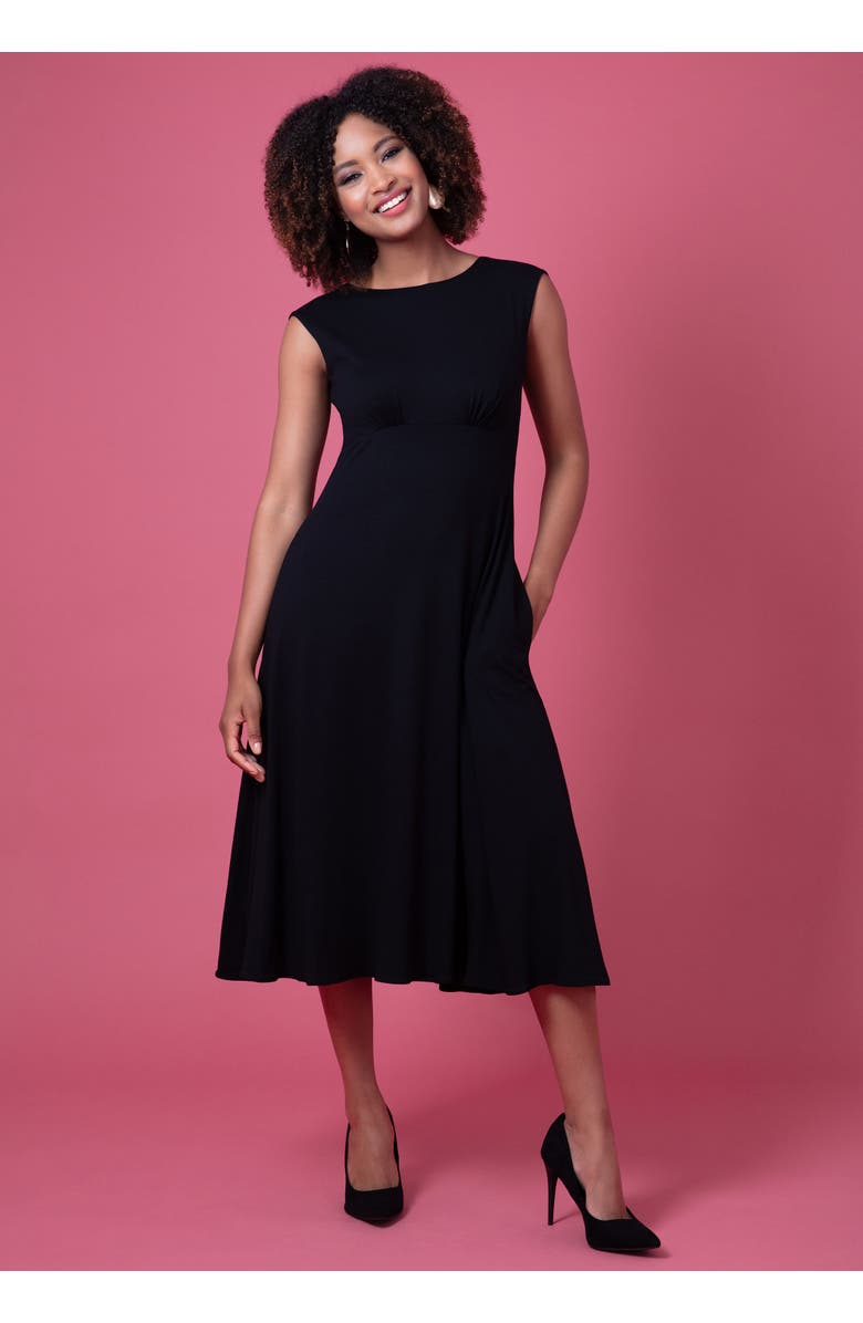 Alie Street London Luna Boat Neck Sleeveless Midi Dress, Alternate, color, Black