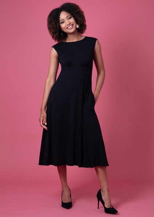 Alie Street London Luna Boat Neck Sleeveless Midi Dress In Black