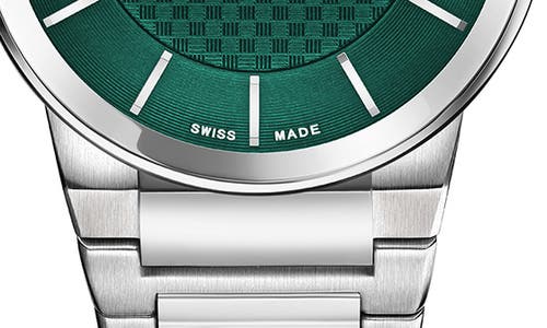 Ferragamo Green Dial Bracelet Strap Watch, 41mm In Stainless Steel
