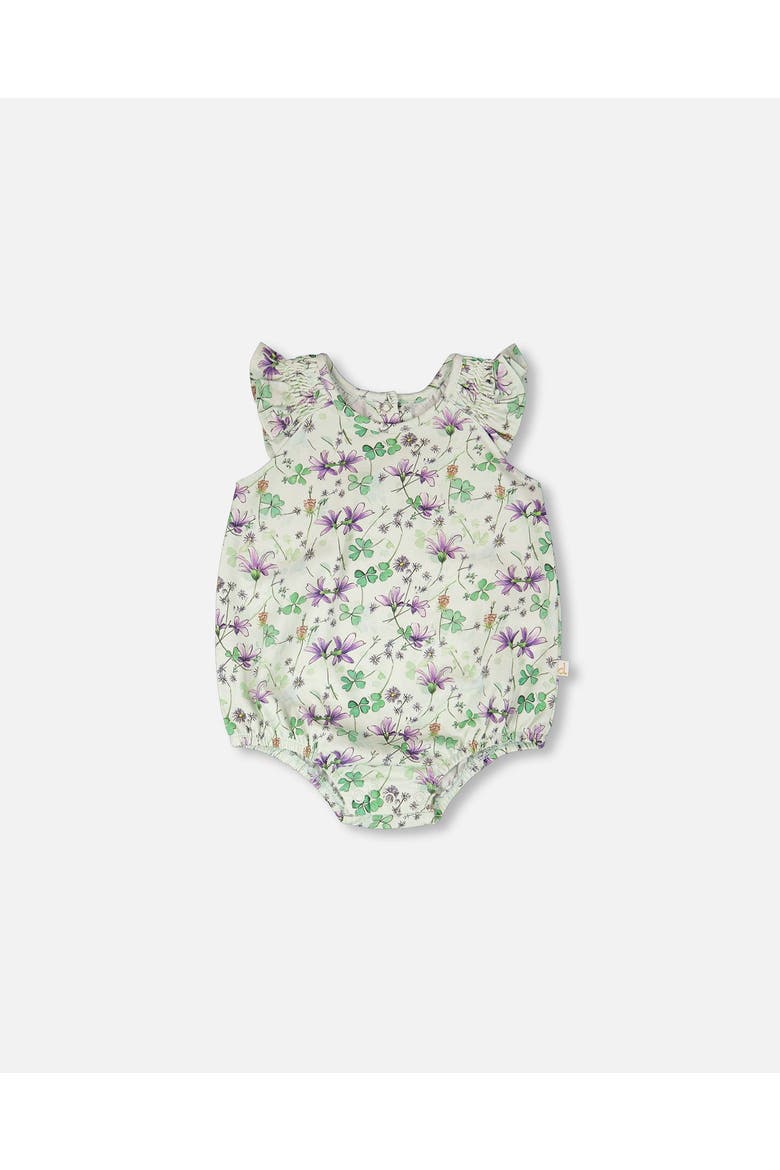 Jersey Printed Flowers Romper, Main, color, Green Floral Print