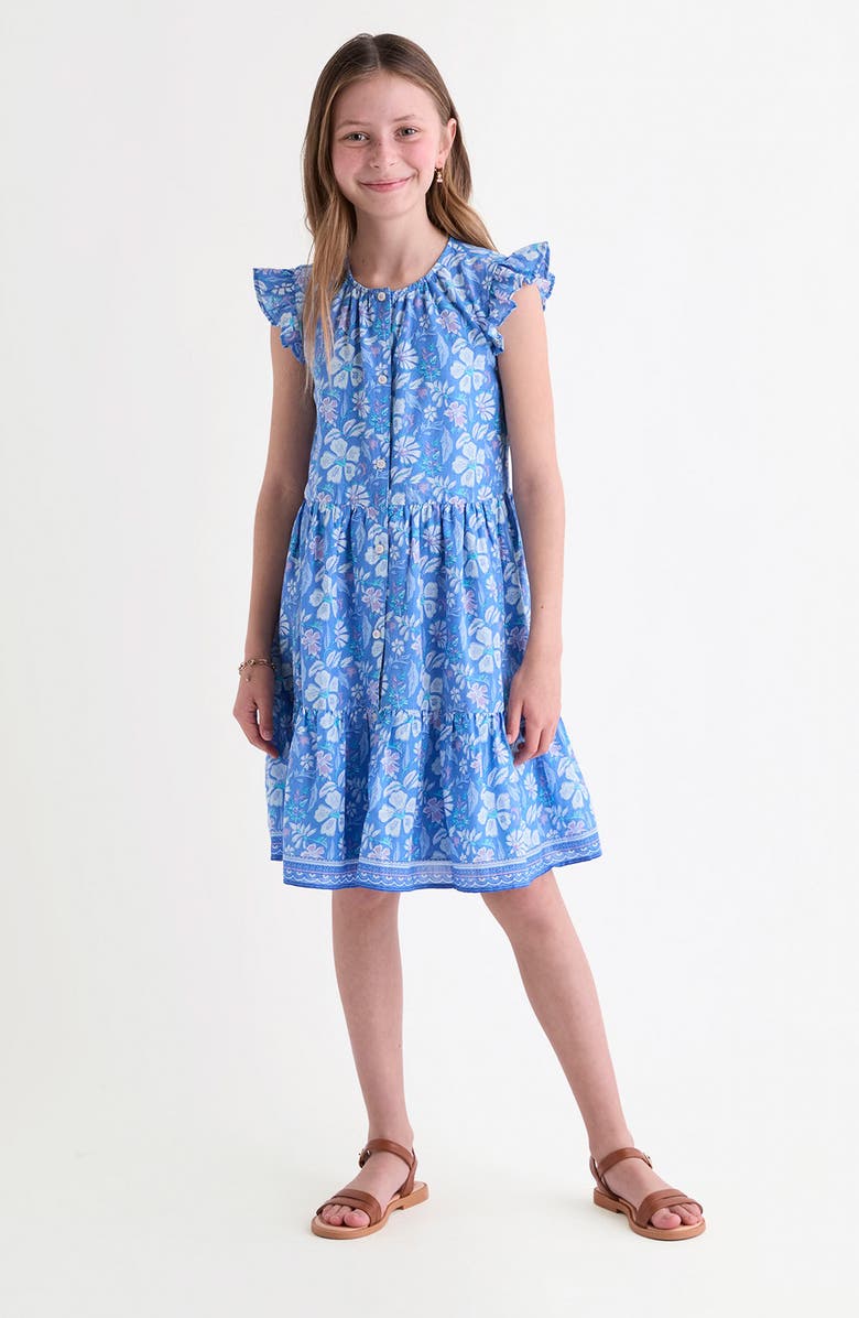 vineyard vines Kids' Evie Floral Dress, Alternate, color, Hibiscus Breaker