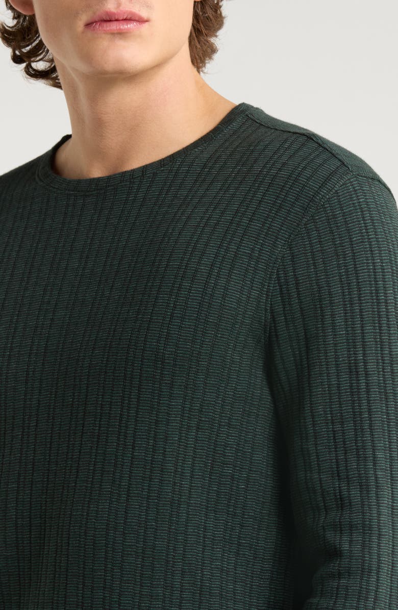 John Varvatos Fern Feeder Stripe Rib Long Sleeve T-Shirt, Alternate, color, Seaweed