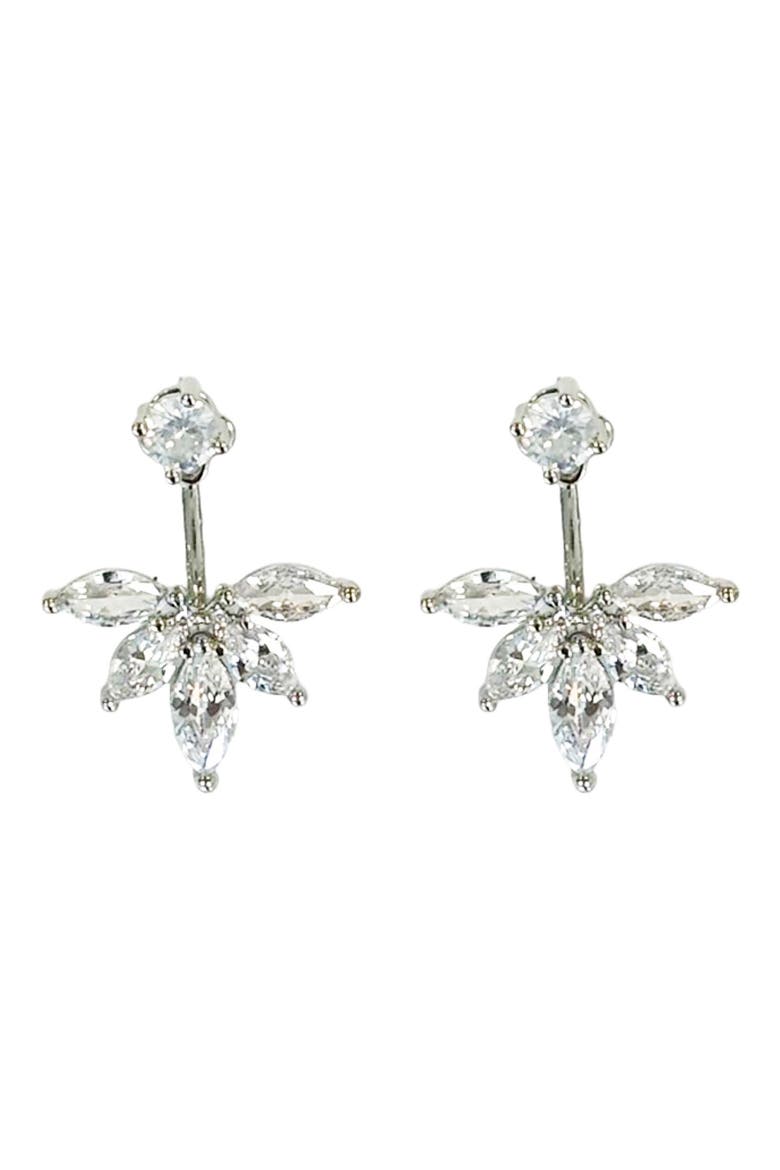Cubic Zirconia Ear Jackets, Main, color, SILVER