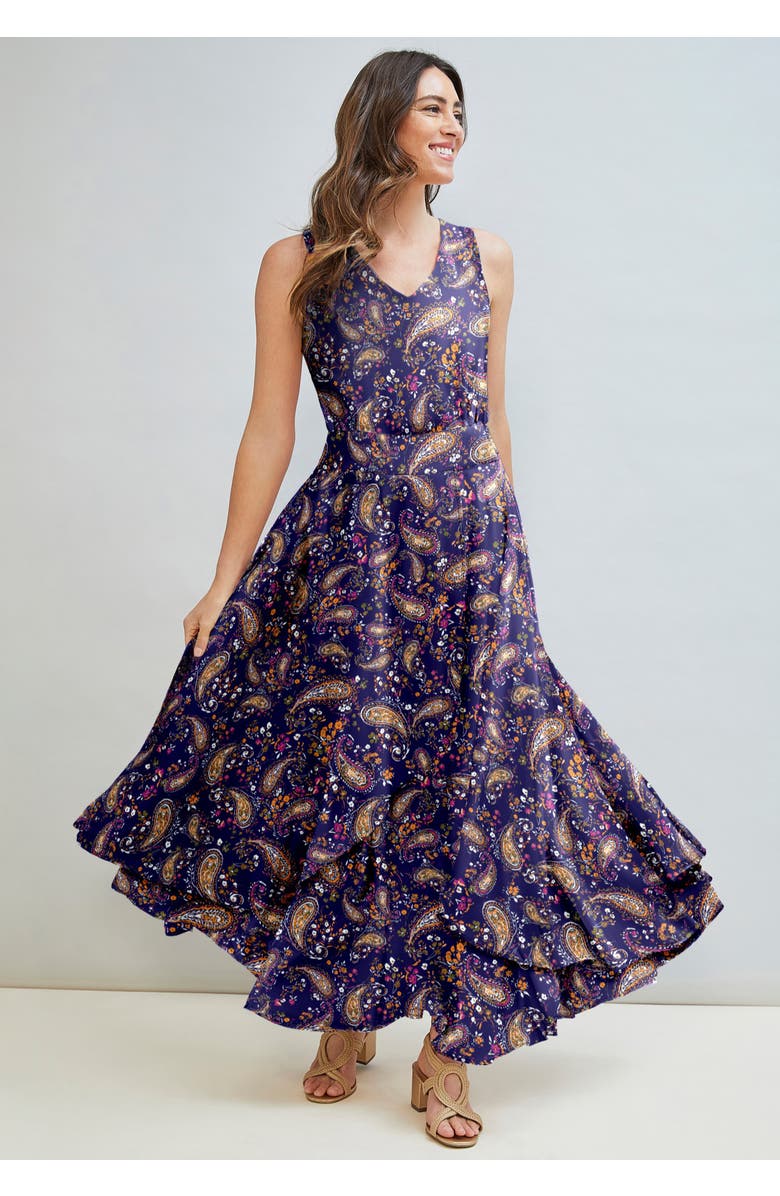 Jessica London Georgette Flyaway Maxi Dress, Alternate, color, Black Floral